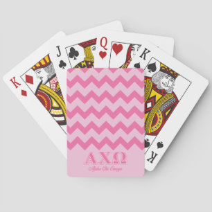 Alpha Chi Omega rosa Buchstaben Spielkarten