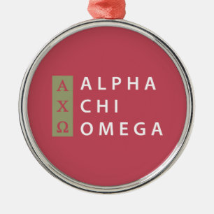 Alpha Chi-Omega  Staplungslogo Silbernes Ornament