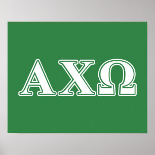 Alpha Chi Omega Weiße und Grüne Buchstaben Poster