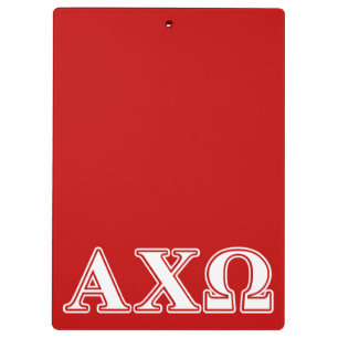 Alpha Chi Omega Weiße und Rote Buchstaben Klemmbrett
