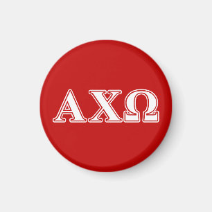Alpha Chi Omega Weiße und Rote Buchstaben Magnet