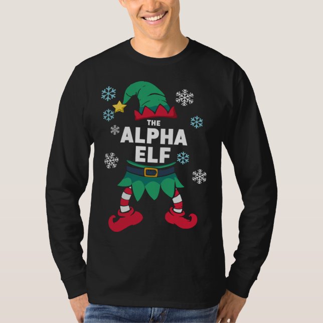 Alpha Elf Family Christmas Party Pyjamas T-Shirt (Vorderseite)