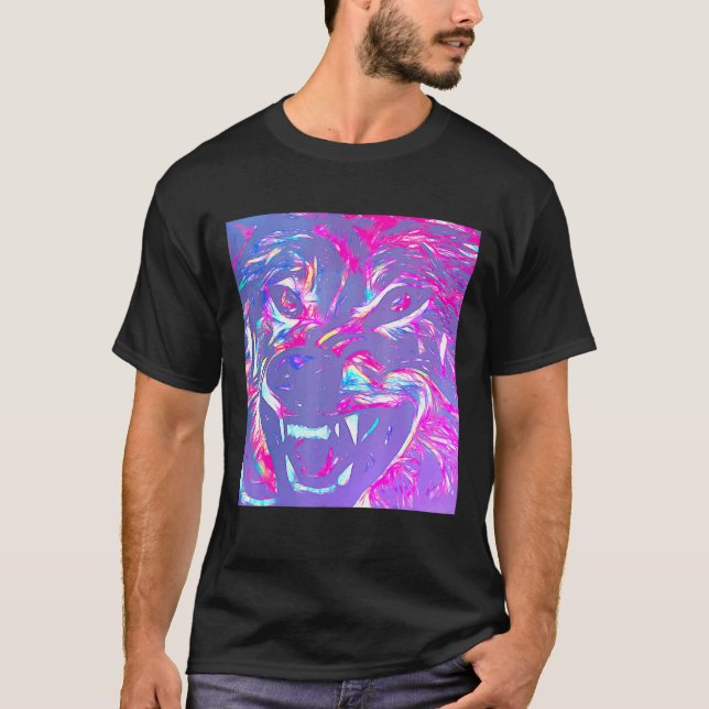 Alpha Face Angry Leader Wolf T-Shirt (Vorderseite)