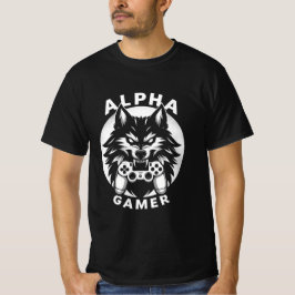 Alpha-Gamer-Wolf mit Controller T-Shirt