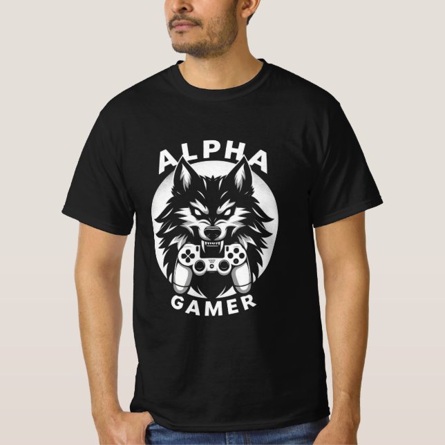 Alpha Gamer Wolf with Controller T-Shirt (Vorderseite)