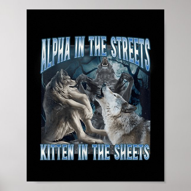 Alpha in den Straßen Kitten in Sheets Funny Werewo Poster (Vorne)