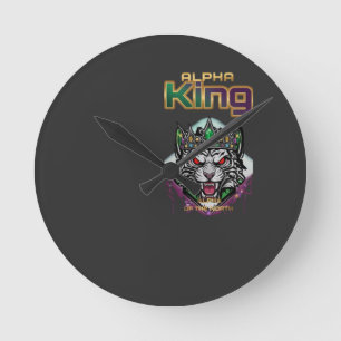 Alpha-König-Löwe Motivationsbüro Runde Wanduhr