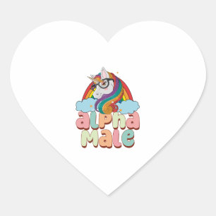Alpha Male Ironic Unicorn 2 Herz-Aufkleber