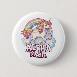 Alpha Male Unicorn Button
