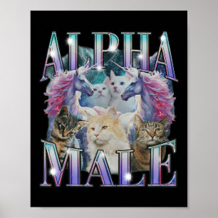 Alpha Male Unicorn Kat Ironisch Vintag Poster