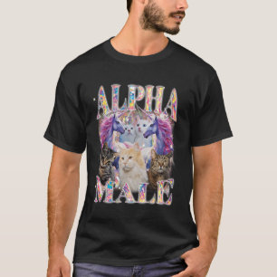 Alpha-Männchen Einhorn Katze Ironie Vintage Bootle T-Shirt