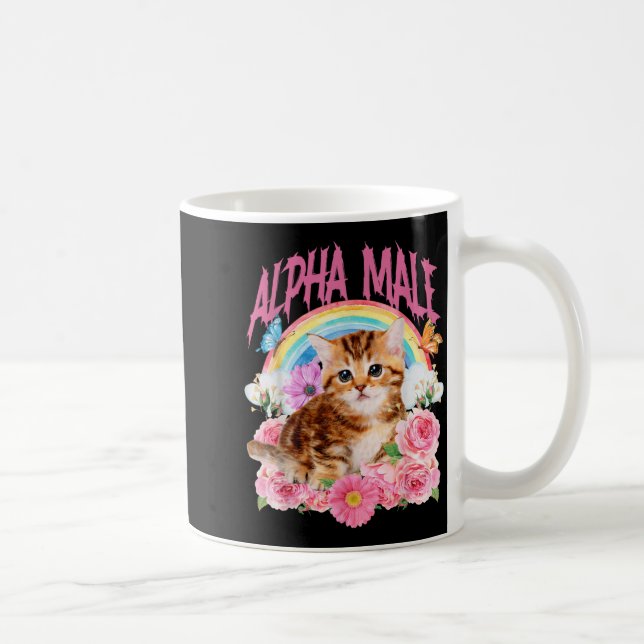 Alpha-Männchen Lustige Katze Kätzchen Regenbogen F Kaffeetasse (Rechts)