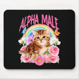 Alpha-Männchen Lustige Katze Kätzchen Regenbogen F Mousepad