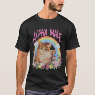 Alpha-Männchen Lustiges Kätzchen Regenbogen Floral T-Shirt