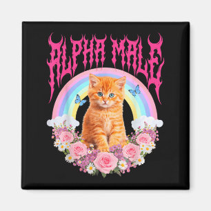 Alpha-Männliche Katze Lustiges Kätzchen Regenbogen Magnet