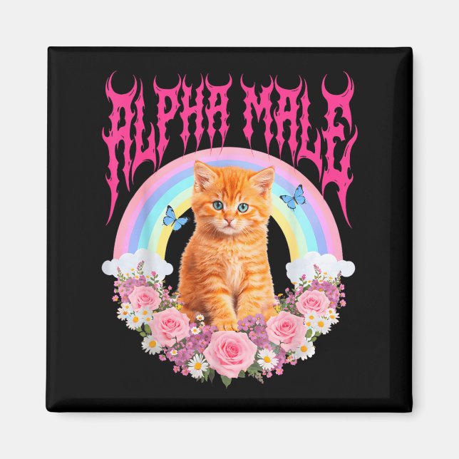 Alpha-Männliche Katze Lustiges Kätzchen Regenbogen Magnet (Vorne)