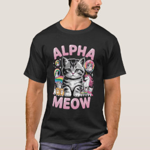 Alpha Miauen Männlich Süße Katzen Kätzchen Einhorn T-Shirt