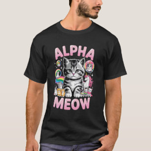 Alpha Miauen Männlich Süße Katzen Kätzchen Einhorn T-Shirt