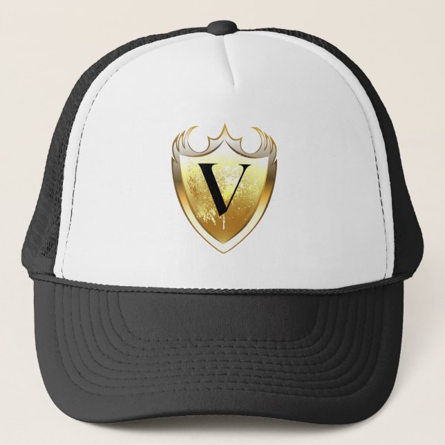Alpha Monogram V Artistic Letter Everyday Style Truckerkappe (Vorderseite)