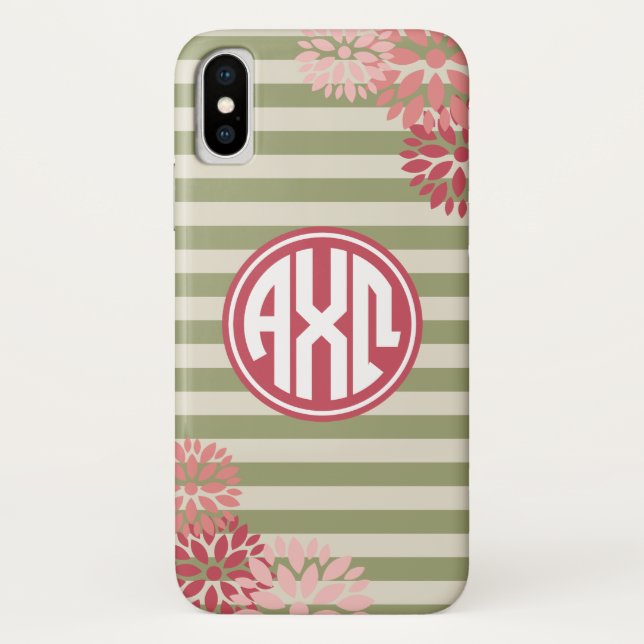 Alpha Monogramm-Streifen-Muster Chi-Omegas | Case-Mate iPhone Hülle (Rückseite)
