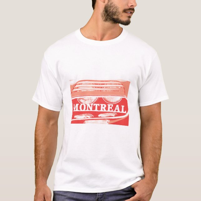 Alpha-Montreal-Scheinwerfernahaufnahme mit Skript T-Shirt (Vorderseite)