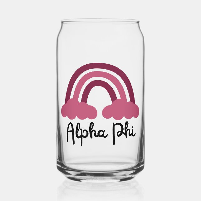 Alpha Phi Schwesternschaft Bordeaux Regenbogen Dosenglas (Rückseite)