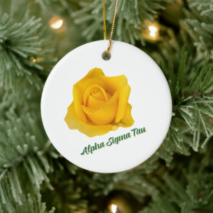 Alpha Sigma Tau Griechische Schwesternschaft Gelbe Keramik Ornament