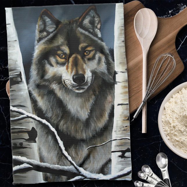 Alpha Timber Wolf Poplar Trees Geschirrtuch (Von Creator hochgeladen)