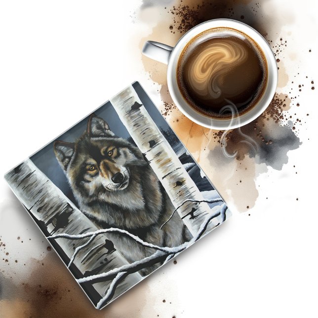 Alpha Timber Wolf Poplar Trees Glasuntersetzer (Von Creator hochgeladen)