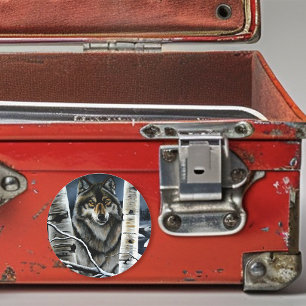 Alpha Timber Wolf Poplar Trees Runder Aufkleber