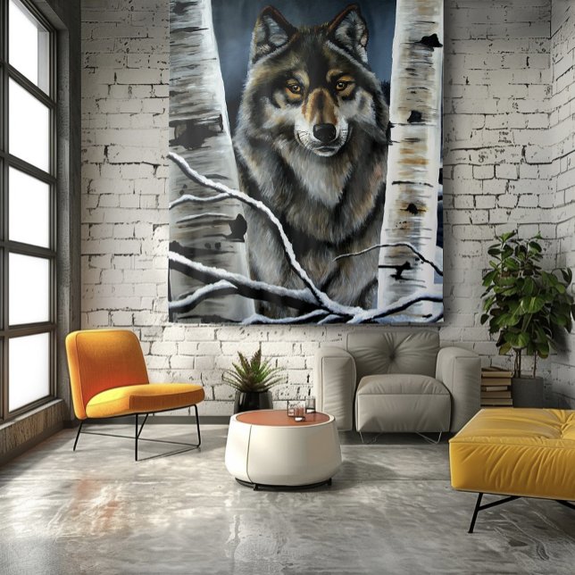 Alpha Timber Wolf Poplar Trees Wandteppich (Von Creator hochgeladen)