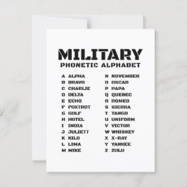 Alpha to Zulu - Phonetische Alphabet Chart Postkarte