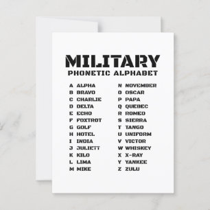 Alpha to Zulu - Phonetische Alphabet Chart Postkarte