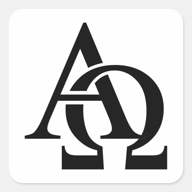 Alpha- und Omega-Symbole | Griechische Alphabet -  Quadratischer Aufkleber (Vorderseite)