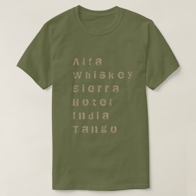 Alpha, Whisky, Sierra, Hotel, Indien, Tango T-Shirt (Design vorne)