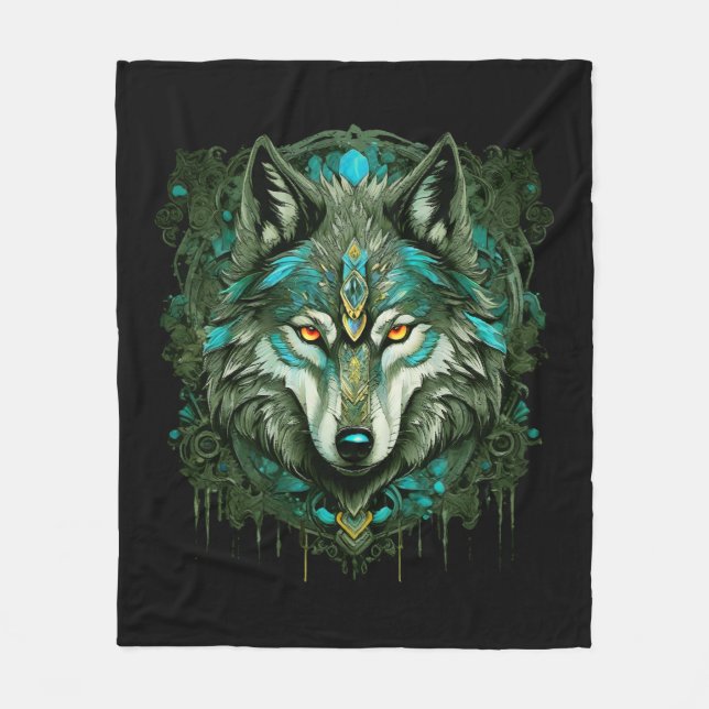 Alpha Wolf Fleecedecke (Vorderseite)