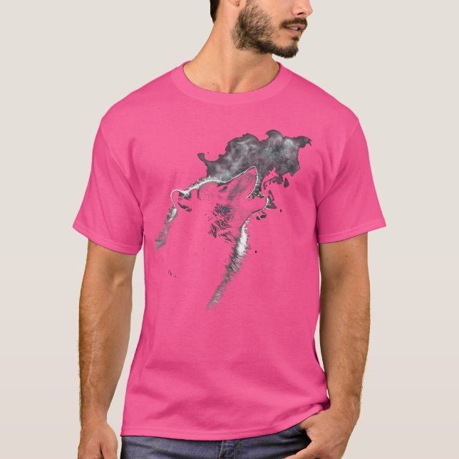 Alpha Wolf Howling to Moon Dark Fantasy Wolf Lover T-Shirt (Vorderseite)