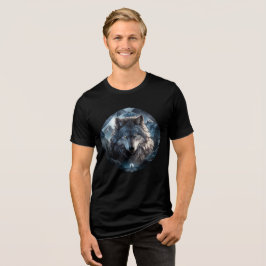 Alpha Wolf in Ice Mountains Artwork Tri-Blend Shirt
