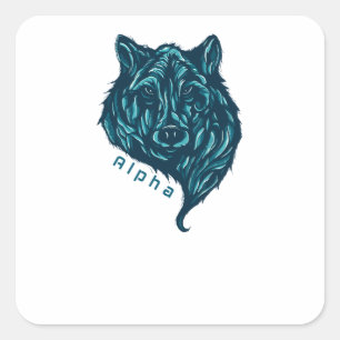 Alpha Wolf Quadratischer Aufkleber