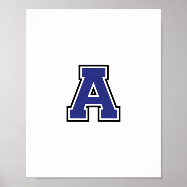 Alphabet A in blauer Farbe Poster (Vorne)