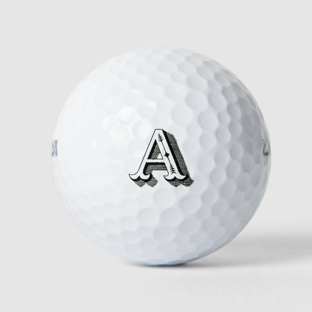 Alphabet A. Zierschwarze Schriftart Golfball (Vorderseite)