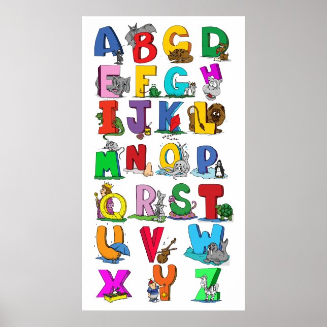 Alphabet (ab 14.95) Cartoon-Wandkarte Poster (Vorne)