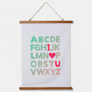 Alphabet ABC I Liebe Sie Einzigartiger Valentinsta Wandteppich Mit Holzrahmen