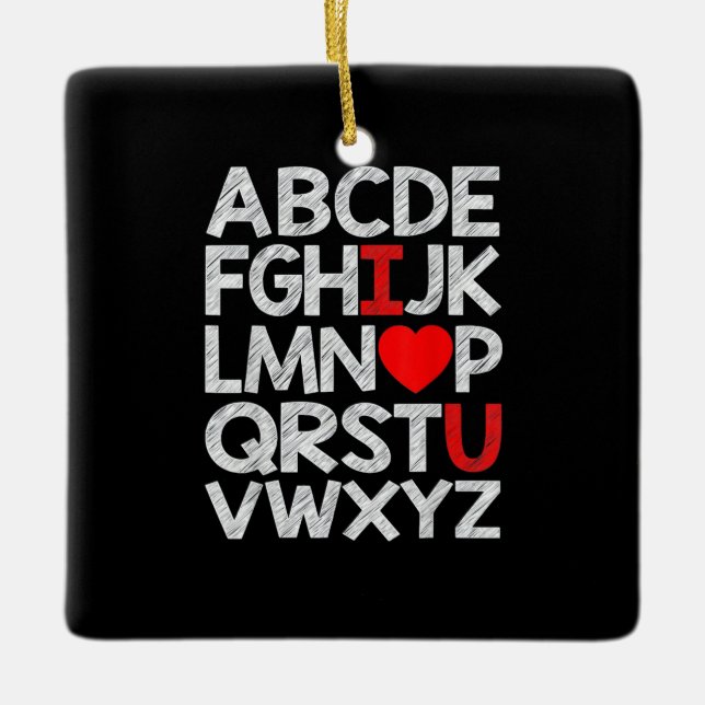 Alphabet ABC I Liebe You Keramikornament (Vorderseite)