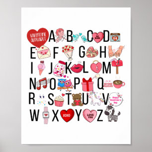 Alphabet Abc I Liebe You T Shirt Valentinstag Hea Poster