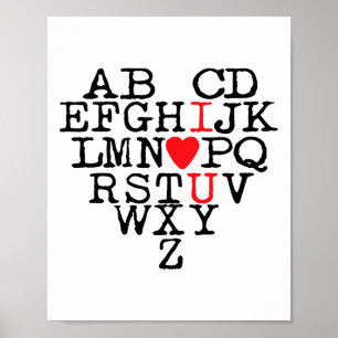 Alphabet Abc I Liebe You T Shirt Valentinstag Hea Poster