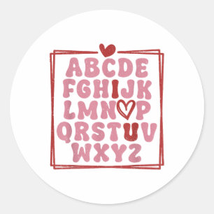 Alphabet Abc I Liebe You T Shirt Valentinstag Hea Runder Aufkleber
