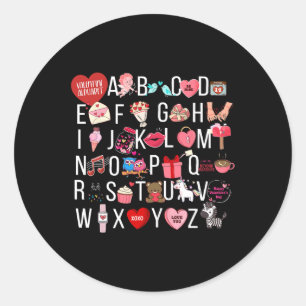 Alphabet Abc I Liebe You T Shirt Valentinstag Hea Runder Aufkleber