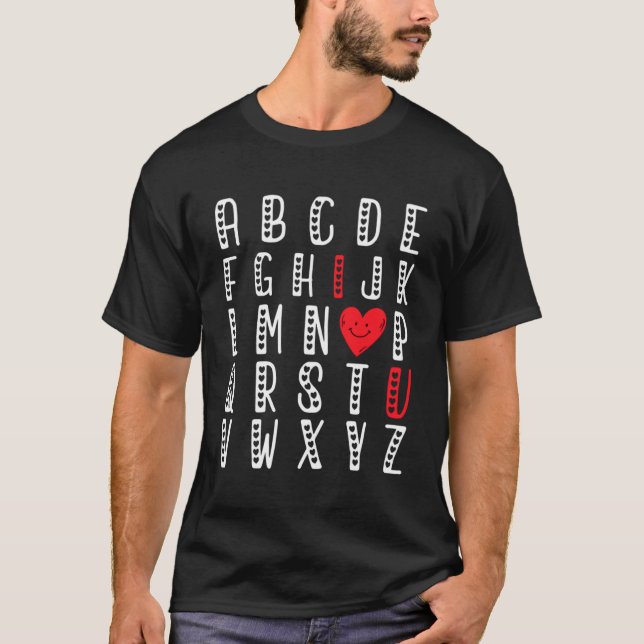 Alphabet ABC I Liebe You Valentinstag Meme T-Shirt (Vorderseite)