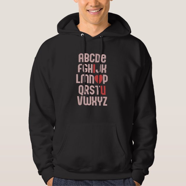 ALPHABET ABC I LOVE YOU Valentine's Day Heart Fun  Hoodie (Vorderseite)